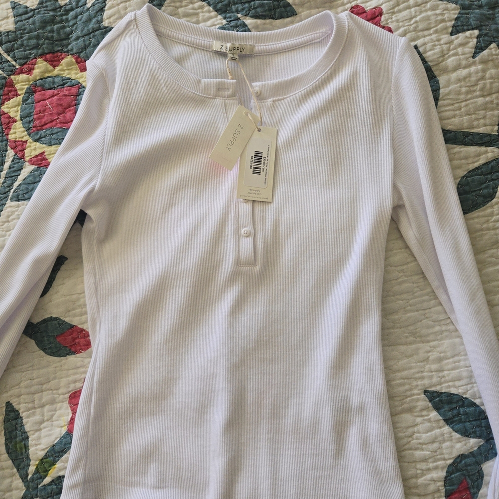 Z Supply Cream Long Sleeve Tee